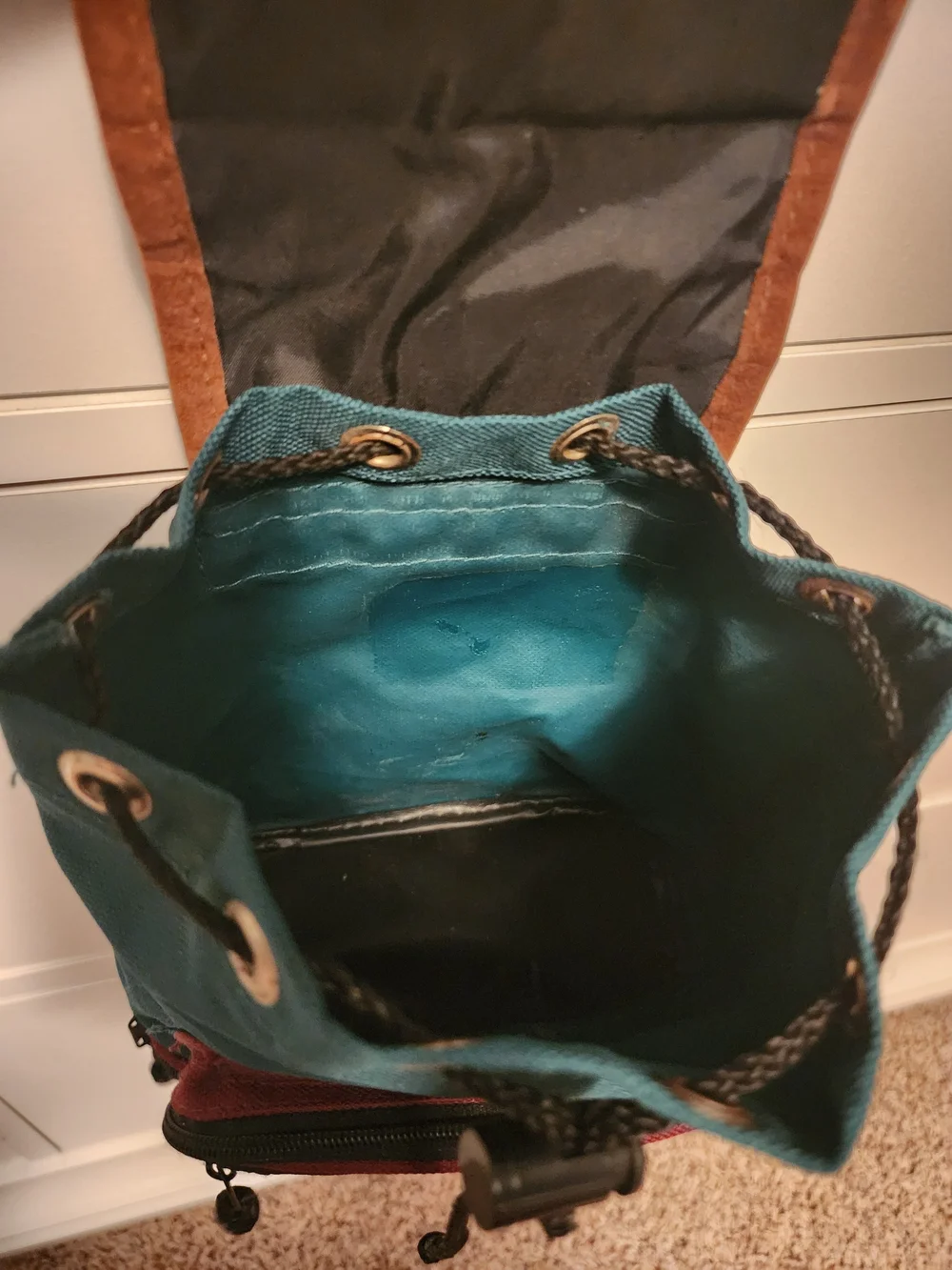 Vintage Y2K 90s Mini Backpack Shoulder Bag Suede Canvas, Green